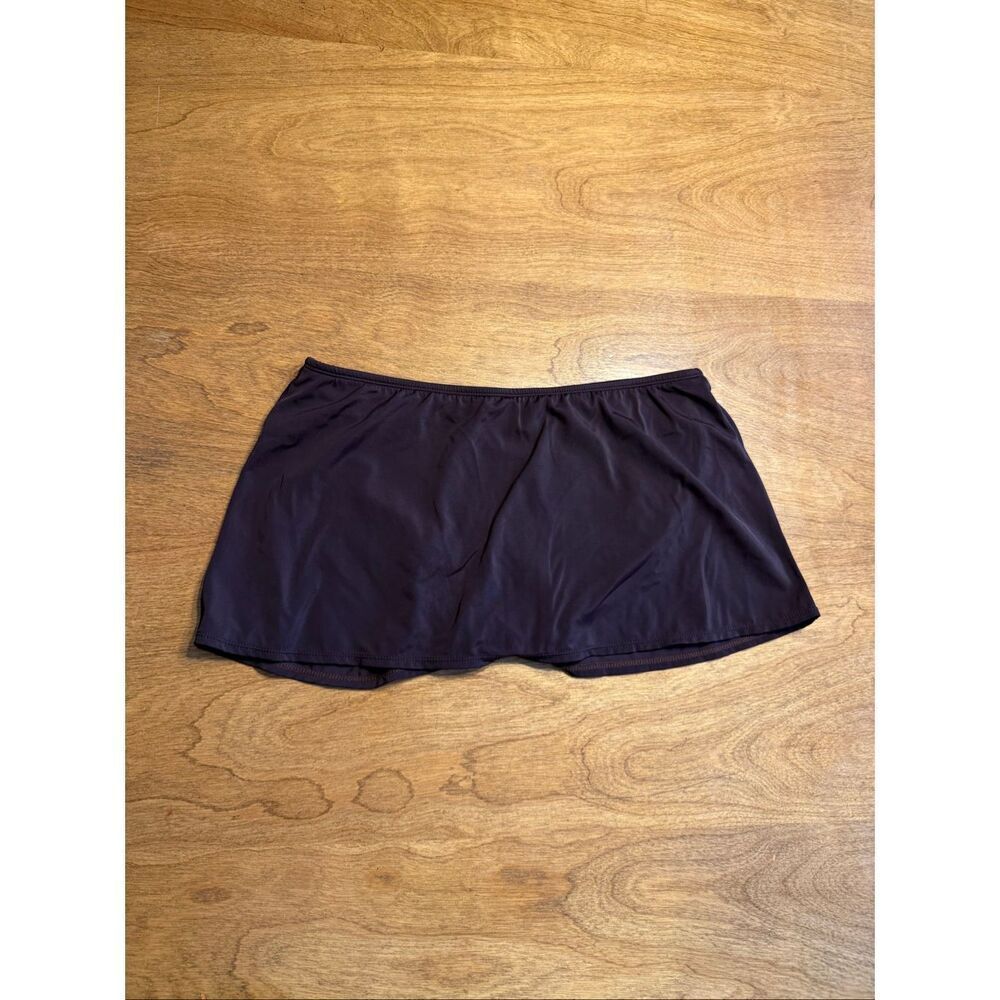 A New Approach Women's Built-in Brief Swim Skirt Bathing Suit Dark Brown Size 14